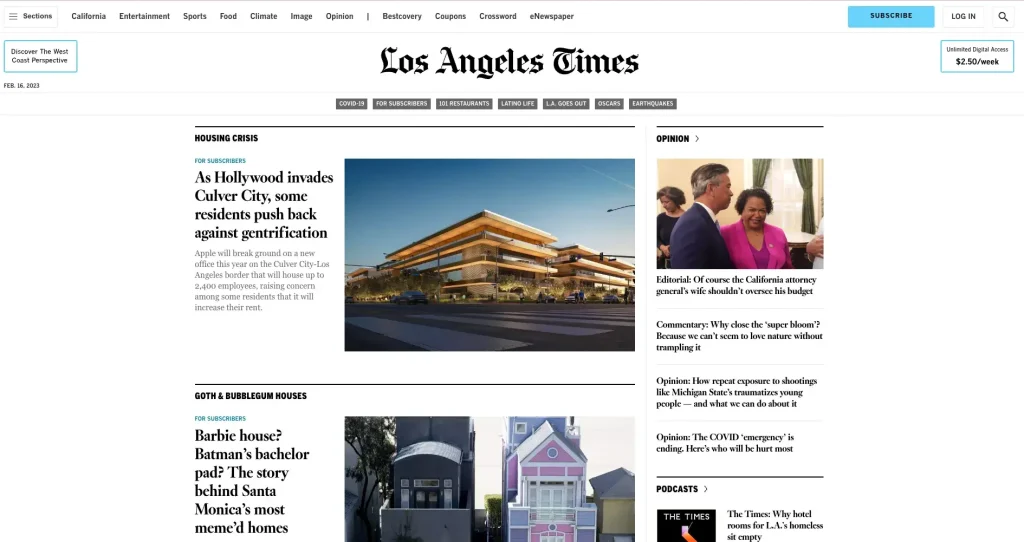 Washington Post Competitors